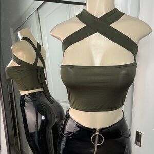 Chic Olive Halter Crop Top